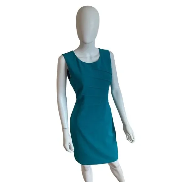 Calvin Klein Women's Teal Blue Sleeveless Sheath Dress Knee Length Size P - Picture 2 of 6